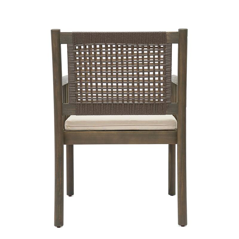 Christopher Knight Home - Porto Modern Outdoor Acacia Wood and Rattan Dining Chair Set with Water-Repellent Cushions