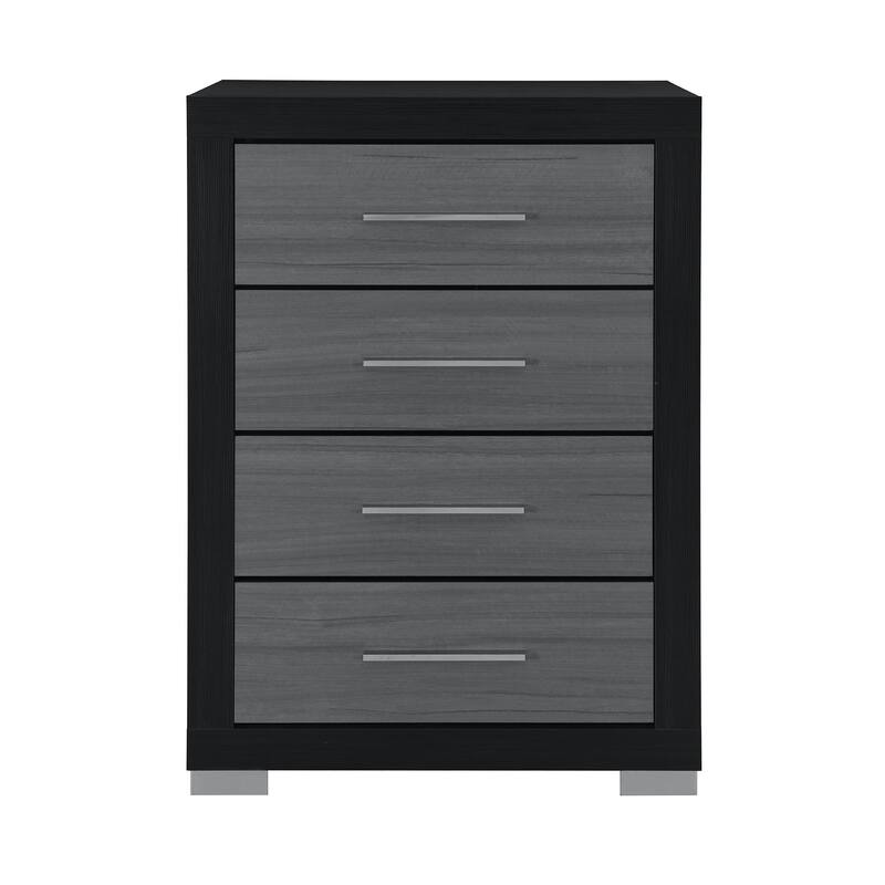 HomeRoots 31" Black And Gray Wood Four Drawer Dresser