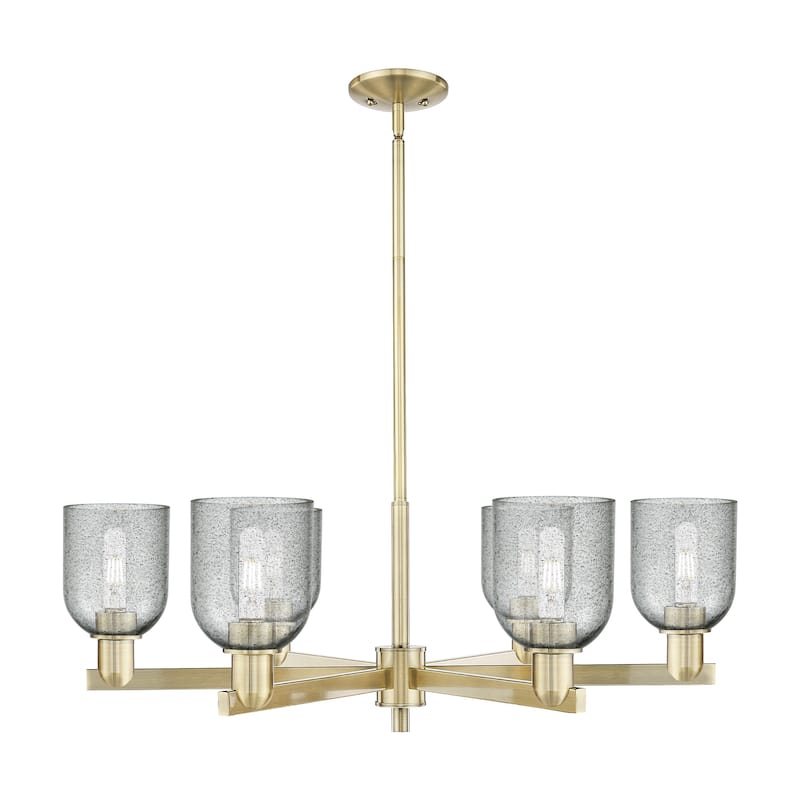 Innovations Lighting Endless Possibilities Arcadia - Caledonia - 6 Light 35" Stem Hung Chandelier with Charcoal Shade - Antique Brass/Charcoal