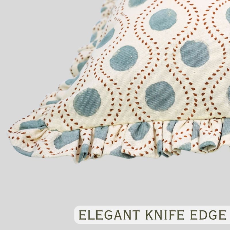 Fabdivine Cotton Frill Both Side Floral Pillow Cove Bed or Living Room Decoration