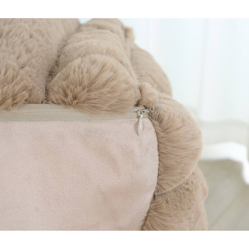 Madrid Collection Ultra Soft Ribbed Faux Fur Indoor Pouf