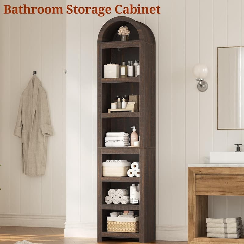 Tall Arched Cabinet Bookcase Storage Bookshelf Door Bathroom Storage Cabinet