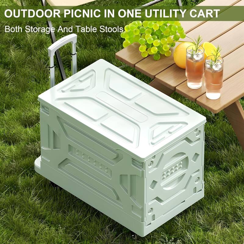 VECELO 23 gallons Shopping Carts with Wheels, Folding Storage Bins, Light Weight Platform Trucks Dolly