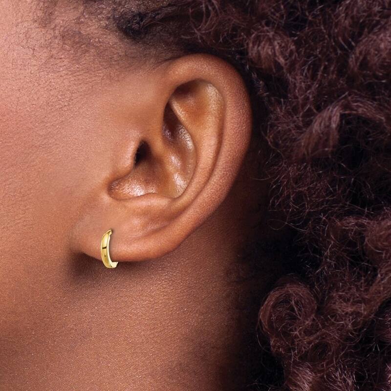Curata 14k Yellow Gold Polished Hinged Hoop Earrings - 7.4x8mm