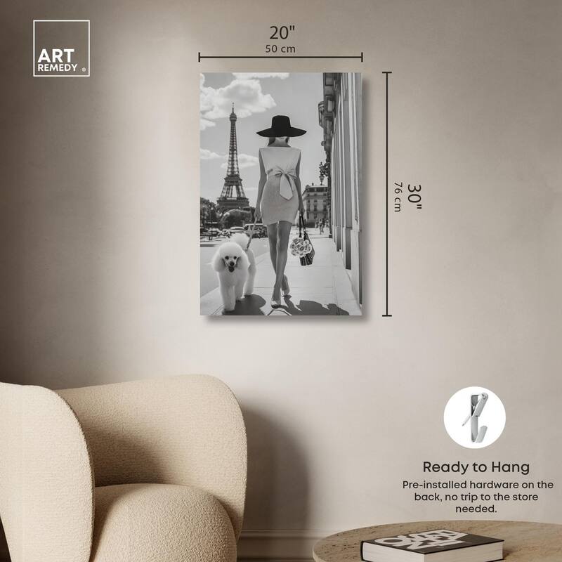 Poodle Paris Canvas by Art Remedy, Gallery Wrapped