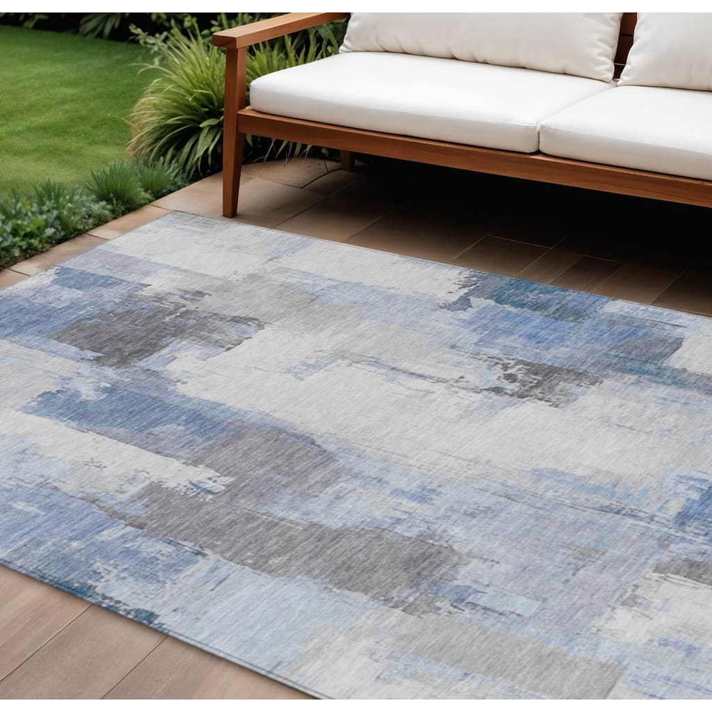 HomeRoots Abstract Transitional Rectangle Outdoor Rug