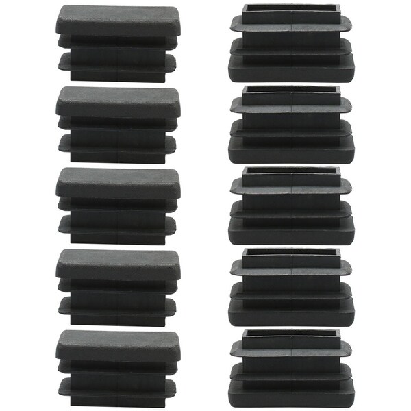 10pcs 15 x 30mm Plastic Rectangle Ribbed Tube Inserts End Cover Cap Furniture Glide Table Couch Feet Floor Protector