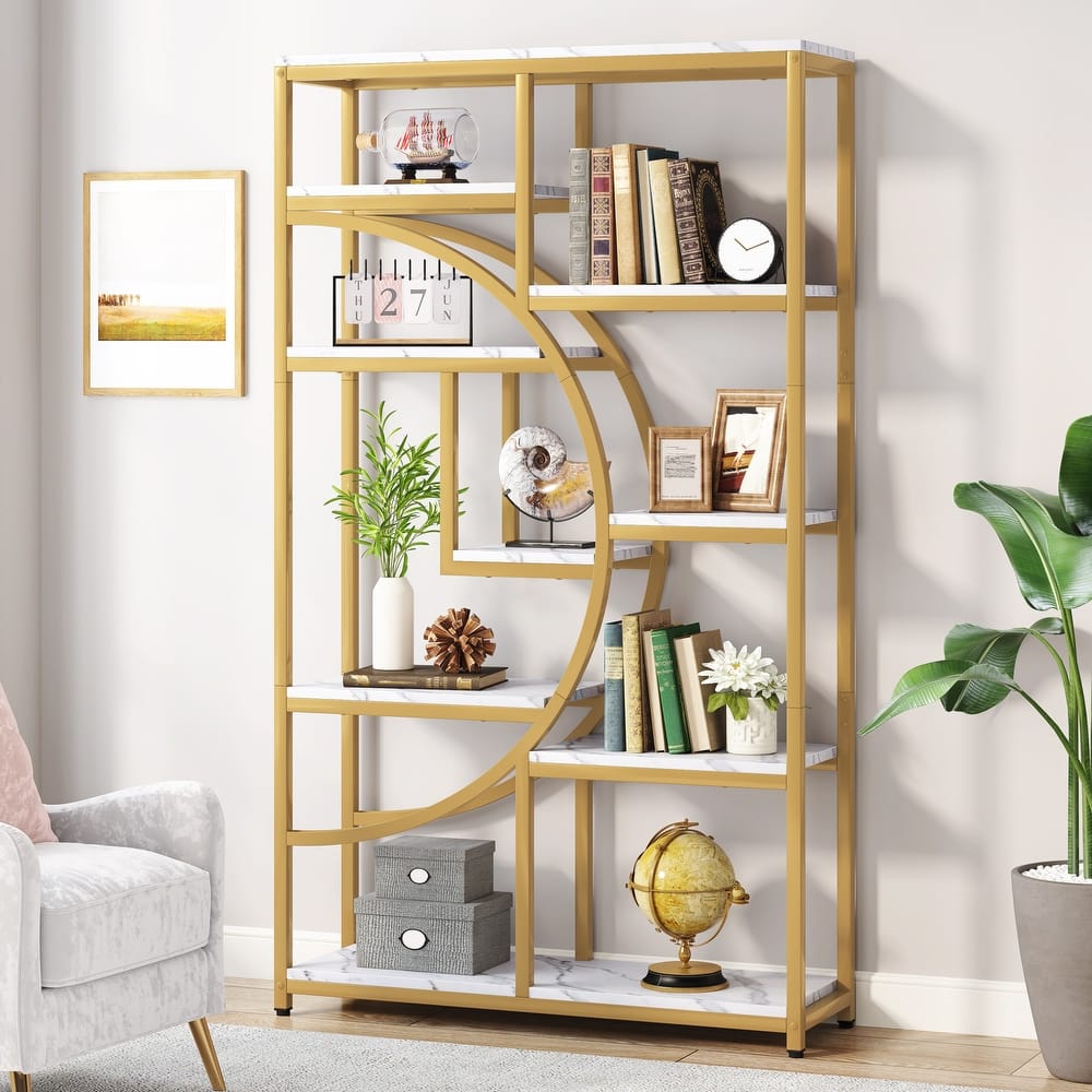 Bookshelf 5 Shelf Bookcase, Industrial Etagere Bookcase with 8-Open Storage Shelf