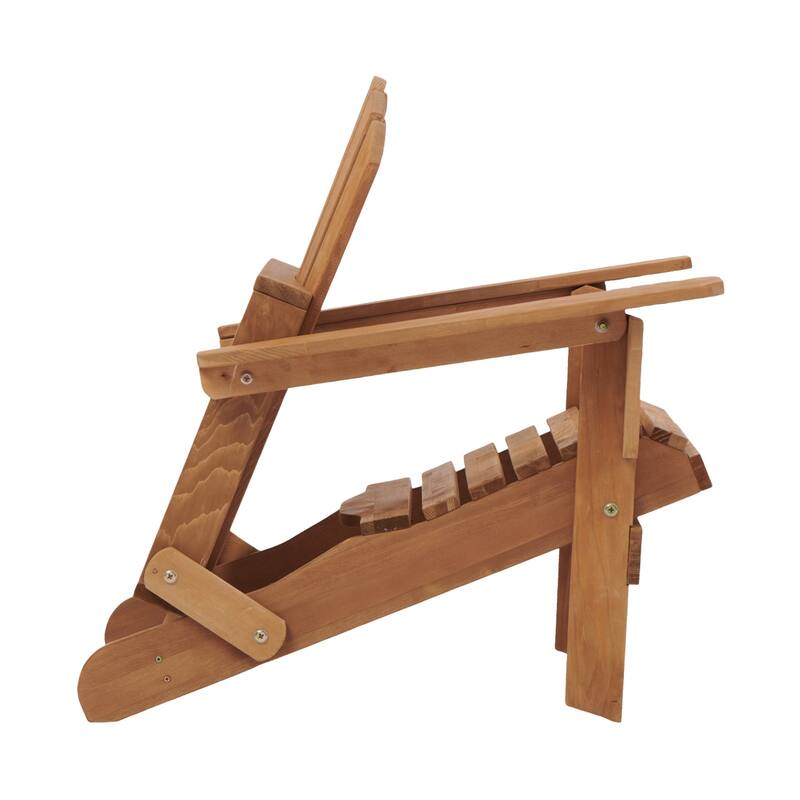 Oversize Wooden Outdoor Folding Adirondack Chair with Pre-Assembled BackRest & SeatBoard, Wood Patio Chair