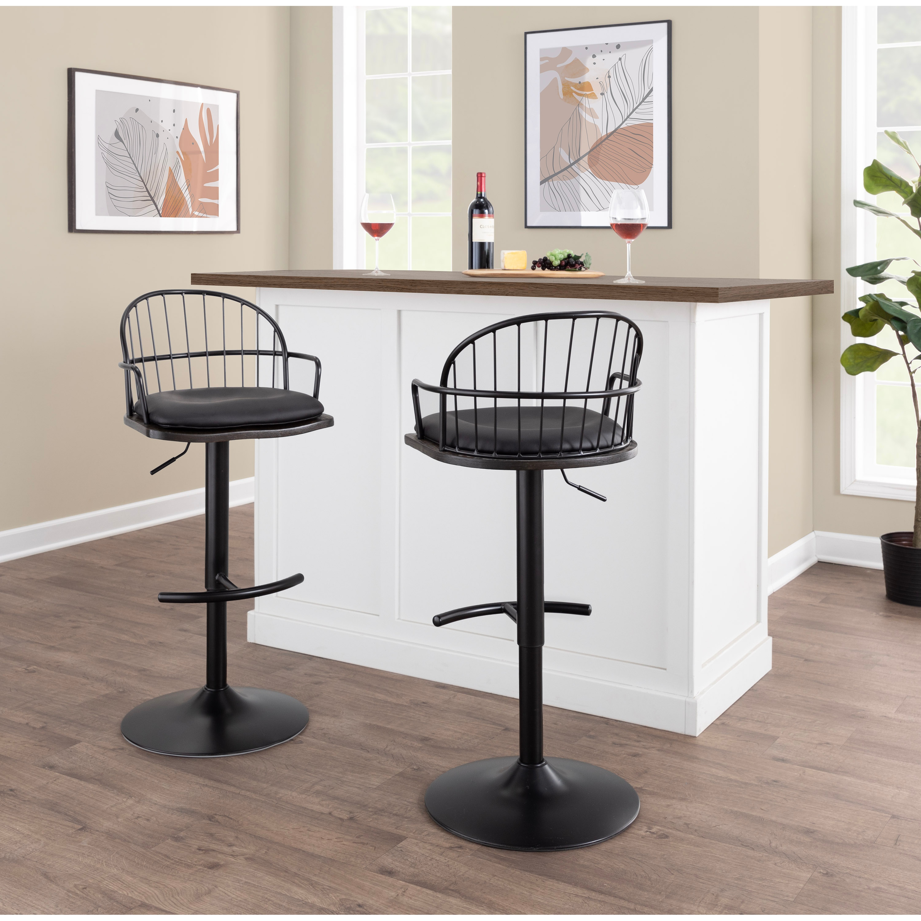 Carbon Loft Ellul Adjustable Bar Stool with Arms and Removable