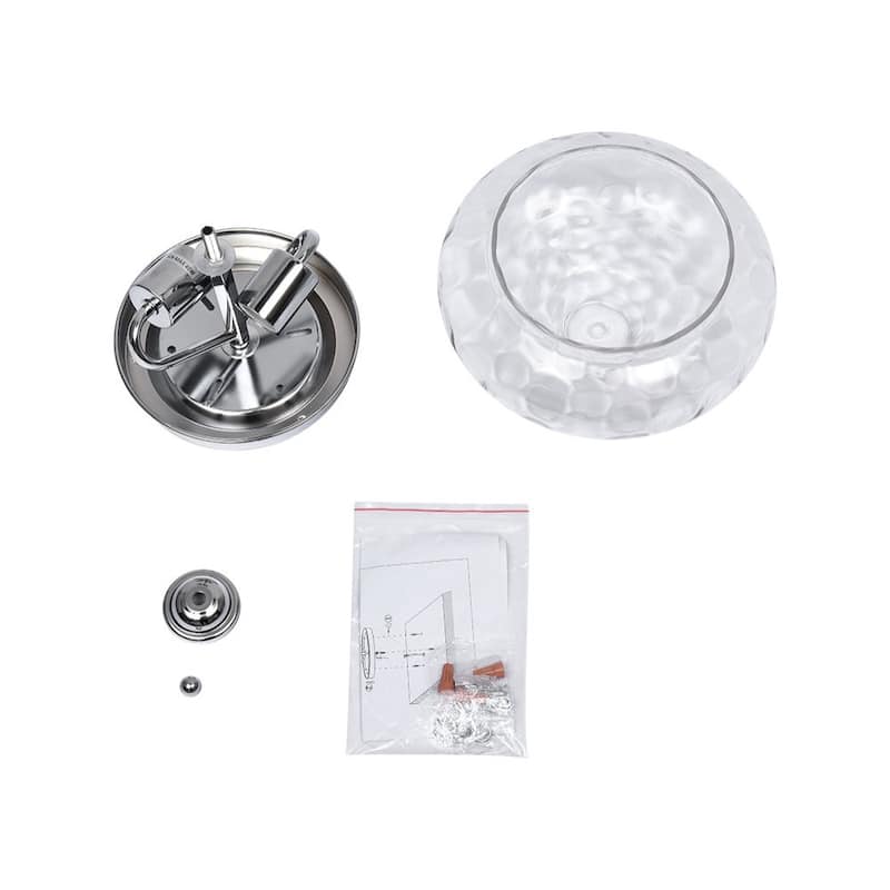 Modern Farmhouse 2-light Water Pattern Hammered Glass Flush Mount 9in