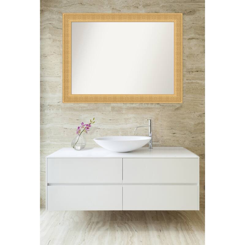 Trellis Non-Beveled Wood Framed Bathroom Vanity Wall Mirror - Trellis Gold