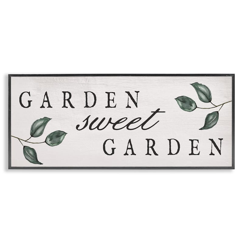 Stupell Sweet Garden Sign Framed Giclee Art Design By Lil' Rue - 24 x 10 - Black
