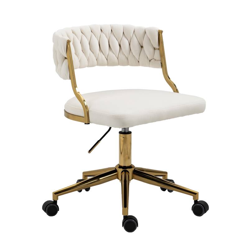 Velvet Home Desk Chair Office Swivel Chair with Wheels and Gold Base