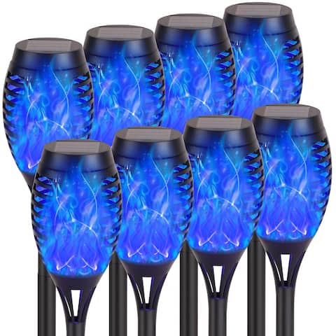 Mini Solar Torches Lights with Flickering Flame Outdoor Waterproof for Pathway
