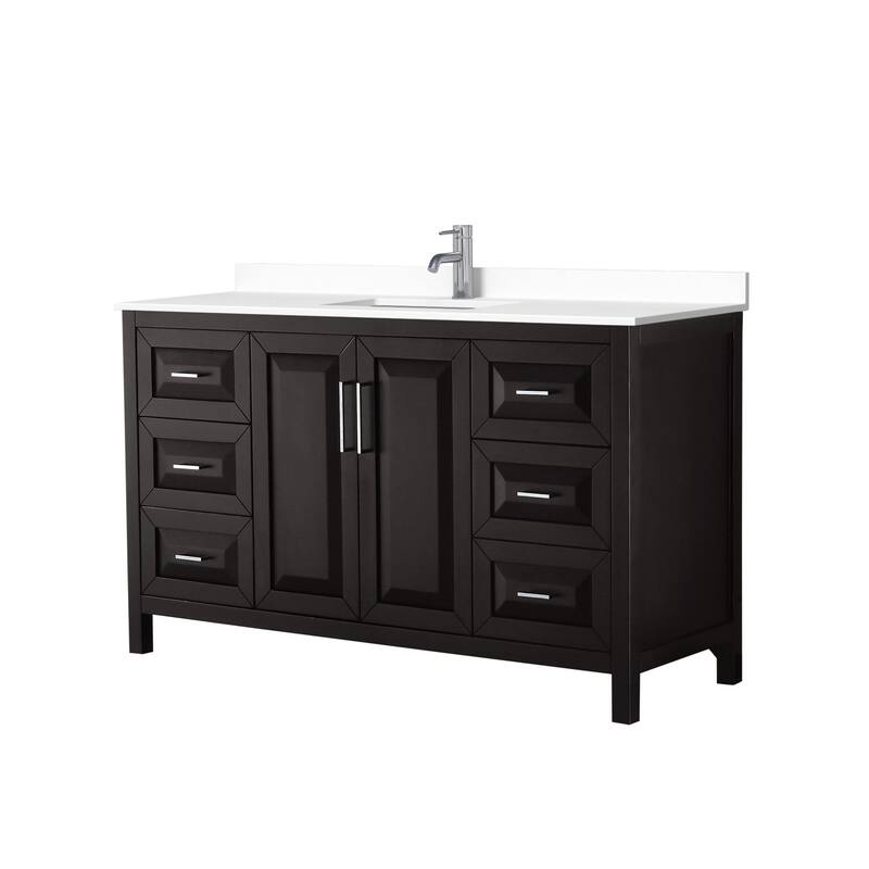 Wyndham Collection Daria 60" Free Standing Single Basin Vanity Set - Dark Espresso / White Cultured Marble Top /