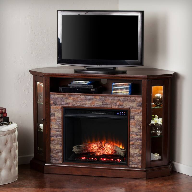 52 in. Freestanding Wooden Smart Electric Fireplace TV Stand in White ideal for a realistic flame experience,