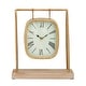 preview thumbnail 2 of 5, Gold Wood Pendulum Decorative Clock with Wood Base - 10 x 5 x 11