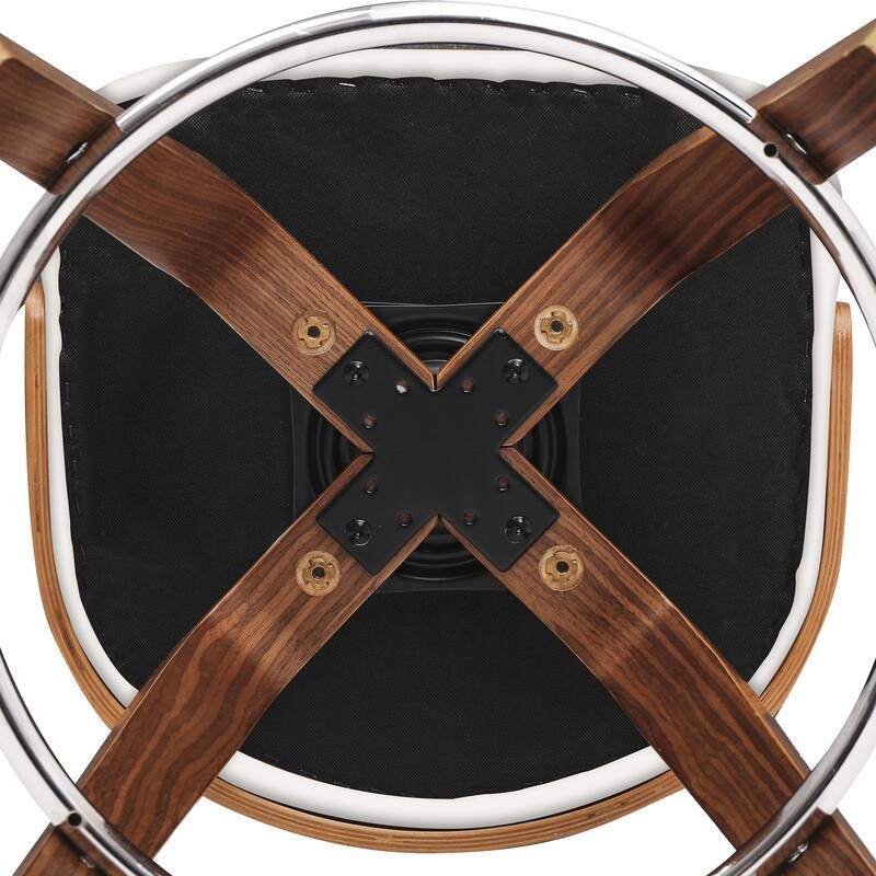 26.in Modern Set of 3 Leather Bar Stool Swivel Upholstered Hollow Back Counter Height Barstool with Wood Frame