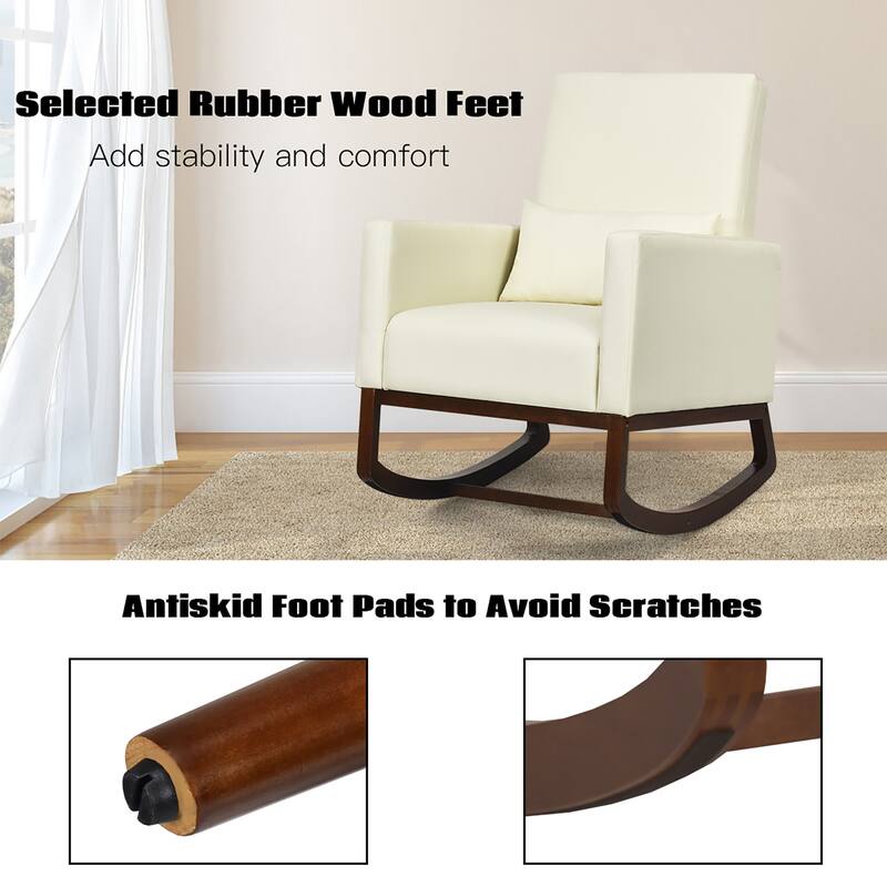 Costway Set of 2 Dual-use Upholstered Rocking Chair w/Pillow Light