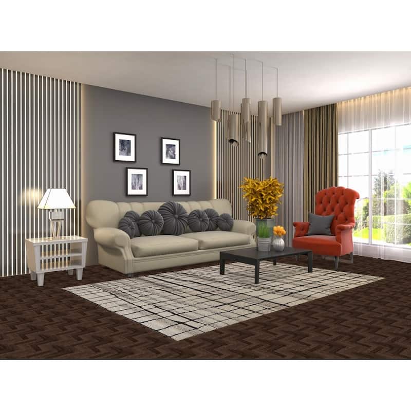 All-Over Moroccan Modern Area Rug Handmade Wool Carpet - 5'3" x 8'3"