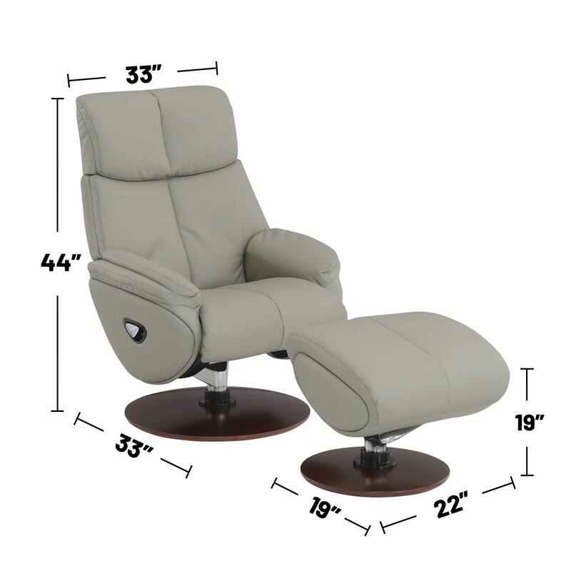 Synthetic Leather Upholstered Swivel Accent Chair with Ottoman in Gray