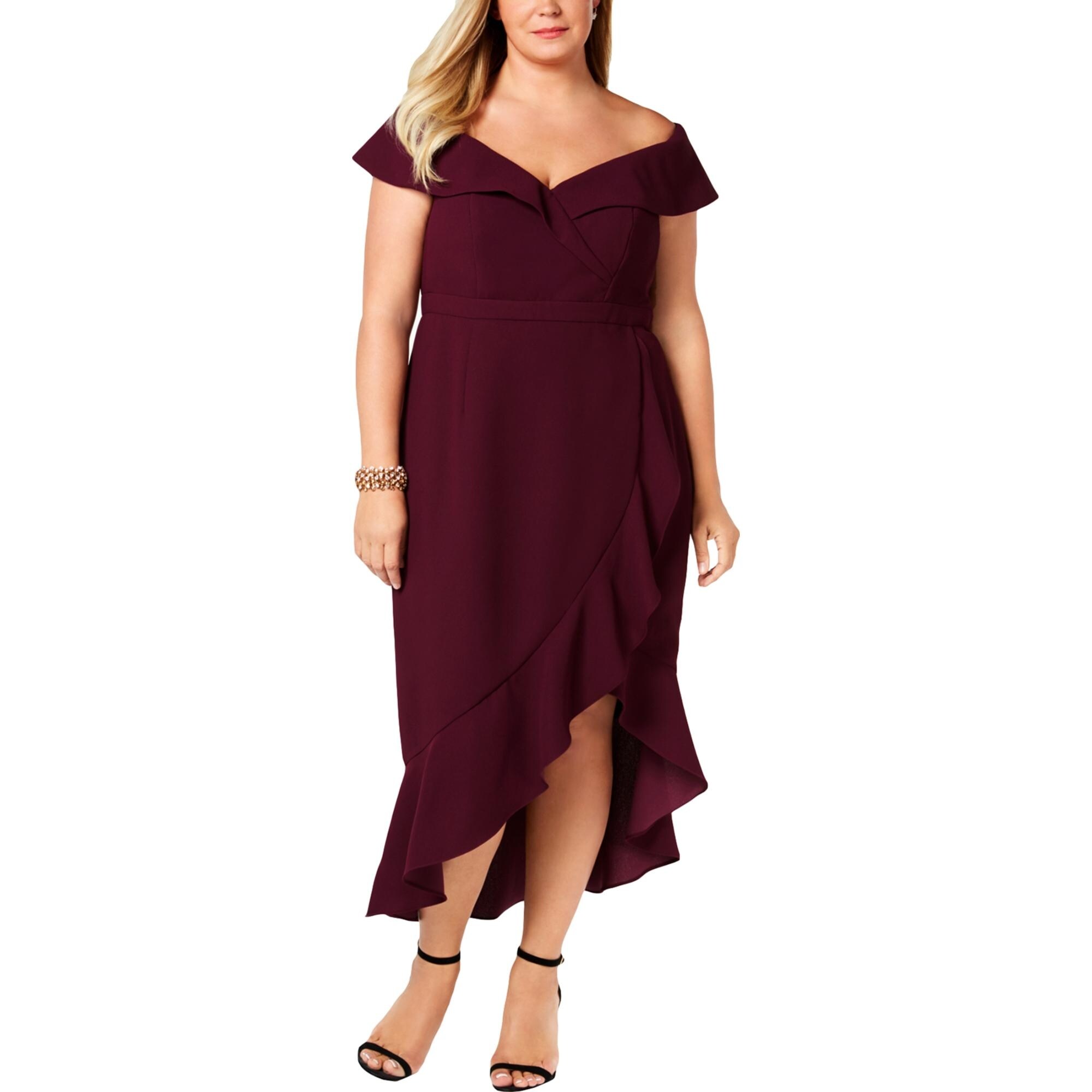 xscape sleeveless ruffled cocktail dress