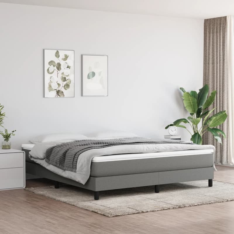 vidaXL Spring Mattress Bed-in-a-Box Single Bed Foam Mattress Medium Hardness - White and dark gray - Queen