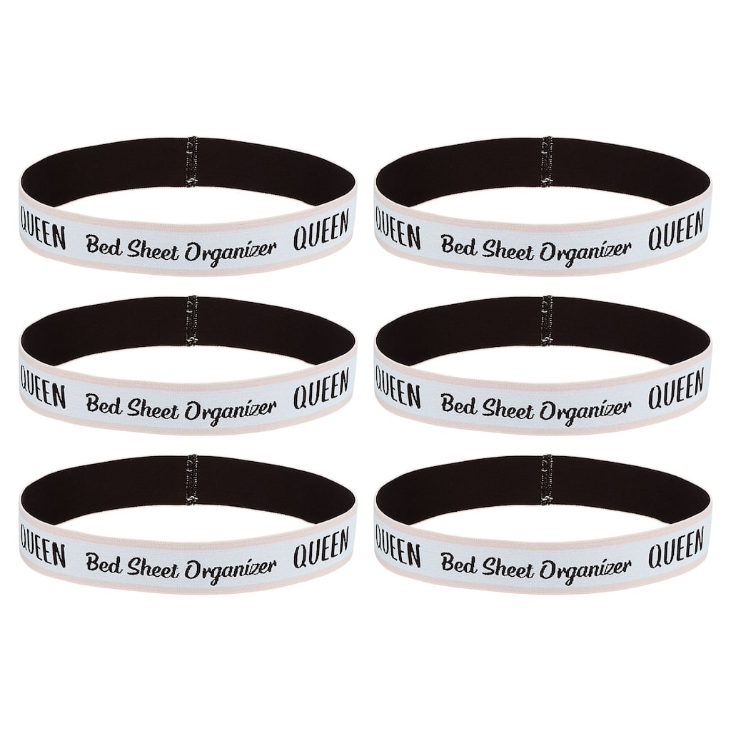 Bed Sheet Organizer Bands 325x40mm Storage Bands, Pink/White, QUEEN - Pink/White