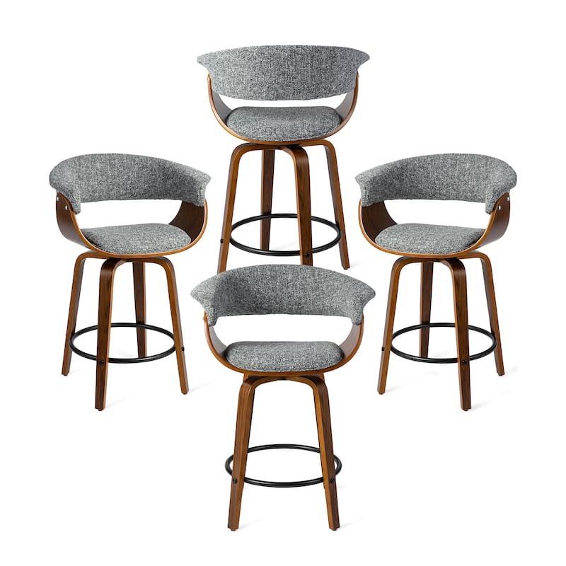 Glitzhome Set of 4 Modern Counter or Bar Height Faux Leather Swivel Upholstered Pub Stools