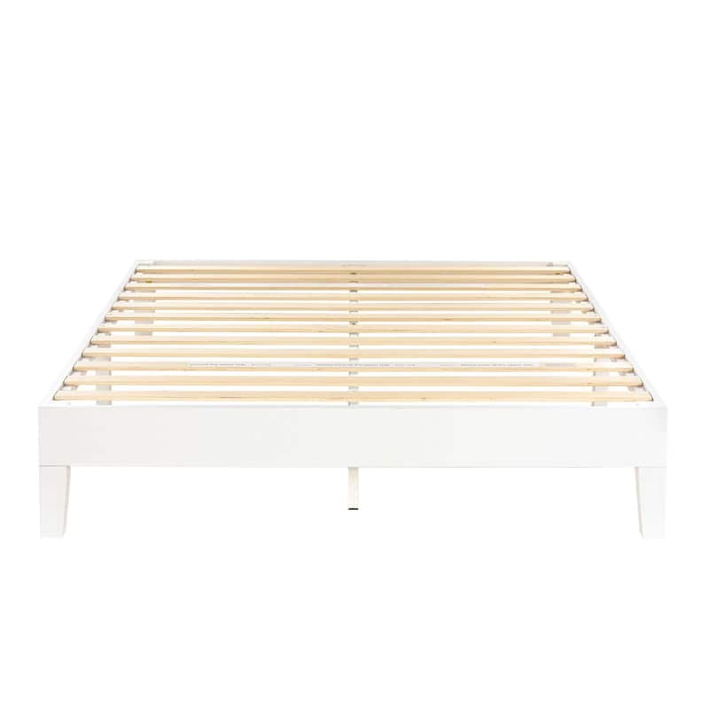 Grand Solid Wood 12-inch Platform Bed Frame by Crown Comfort