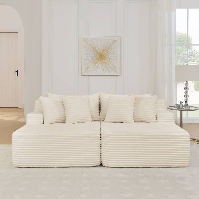 Compressed Two-seater Lazy Velvet Fabric Sofa Lounge Chair