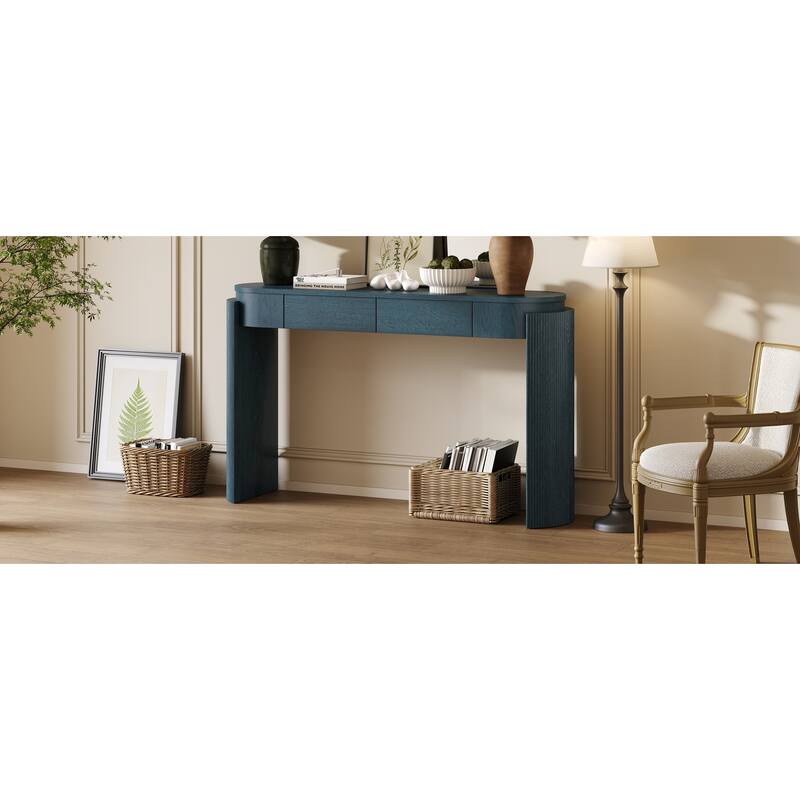 Console Table with Oval Top and 2 Drawers