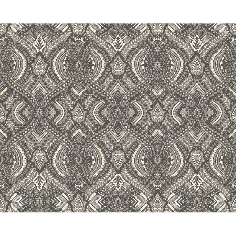 Hoopla Walls Ogee Black Peel and Stick Wallpaper - N/A