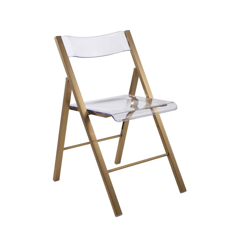 LeisureMod Menno Modern Acrylic Folding Chair - Red - 4 x 30 x 16.5