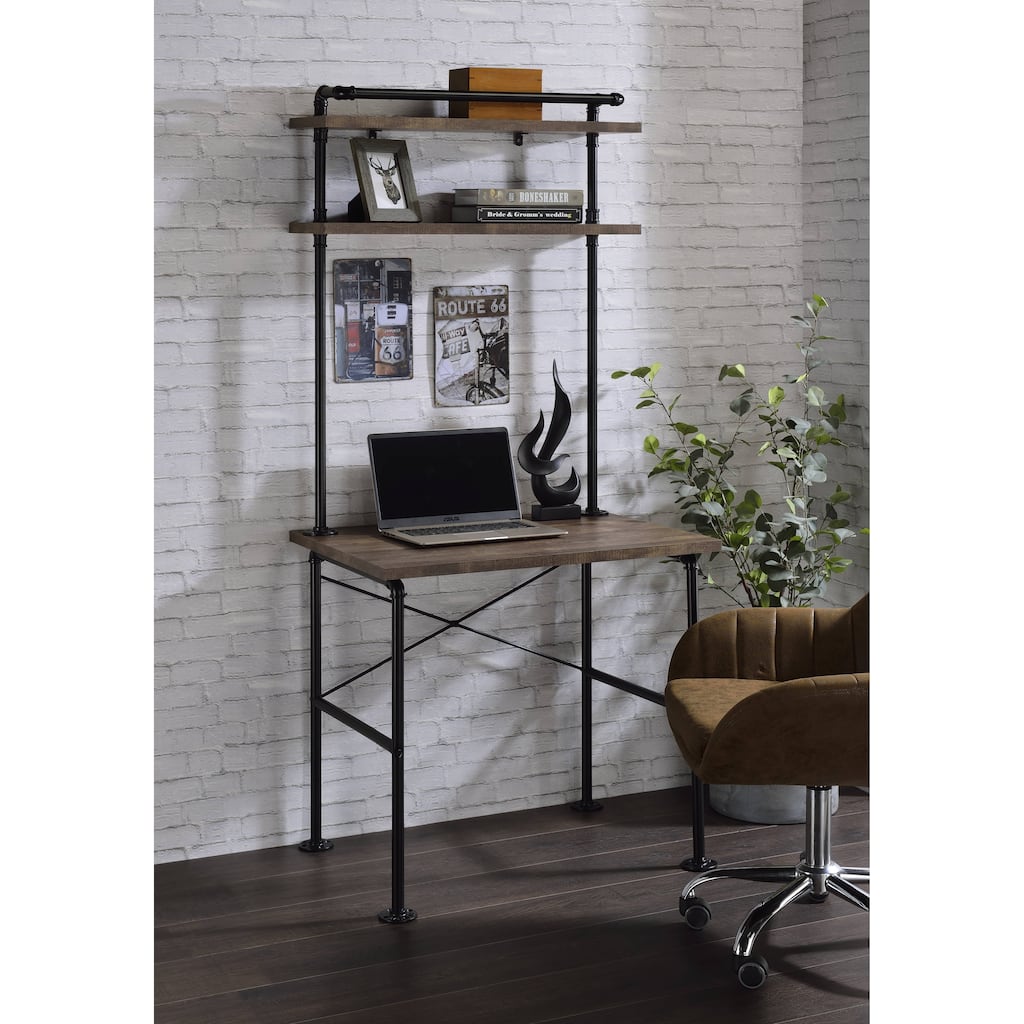 Ensata Rustic Oak & Black Finish Writing Desk