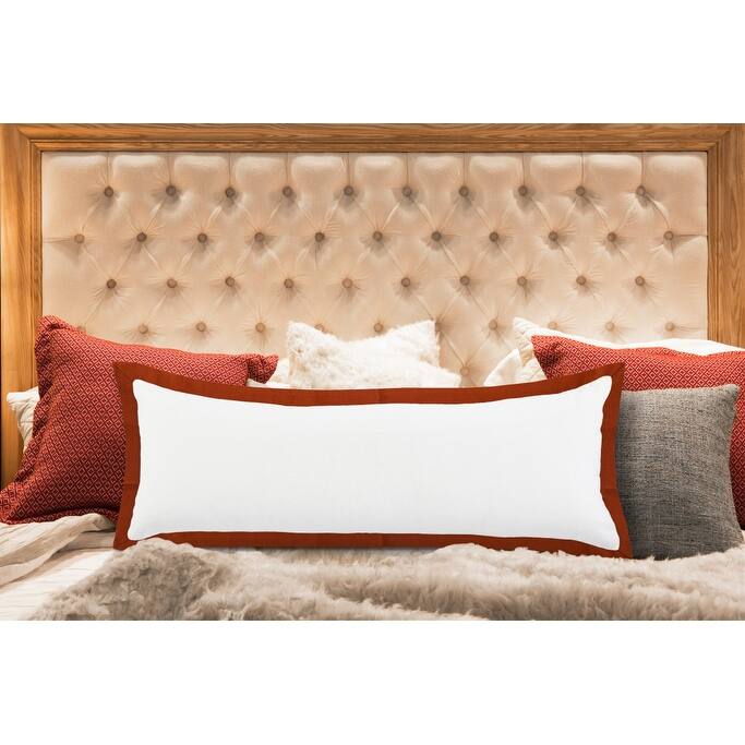 HomeRoots 14" X 36" White And Red 100% Cotton Geometric Zippered Pillow