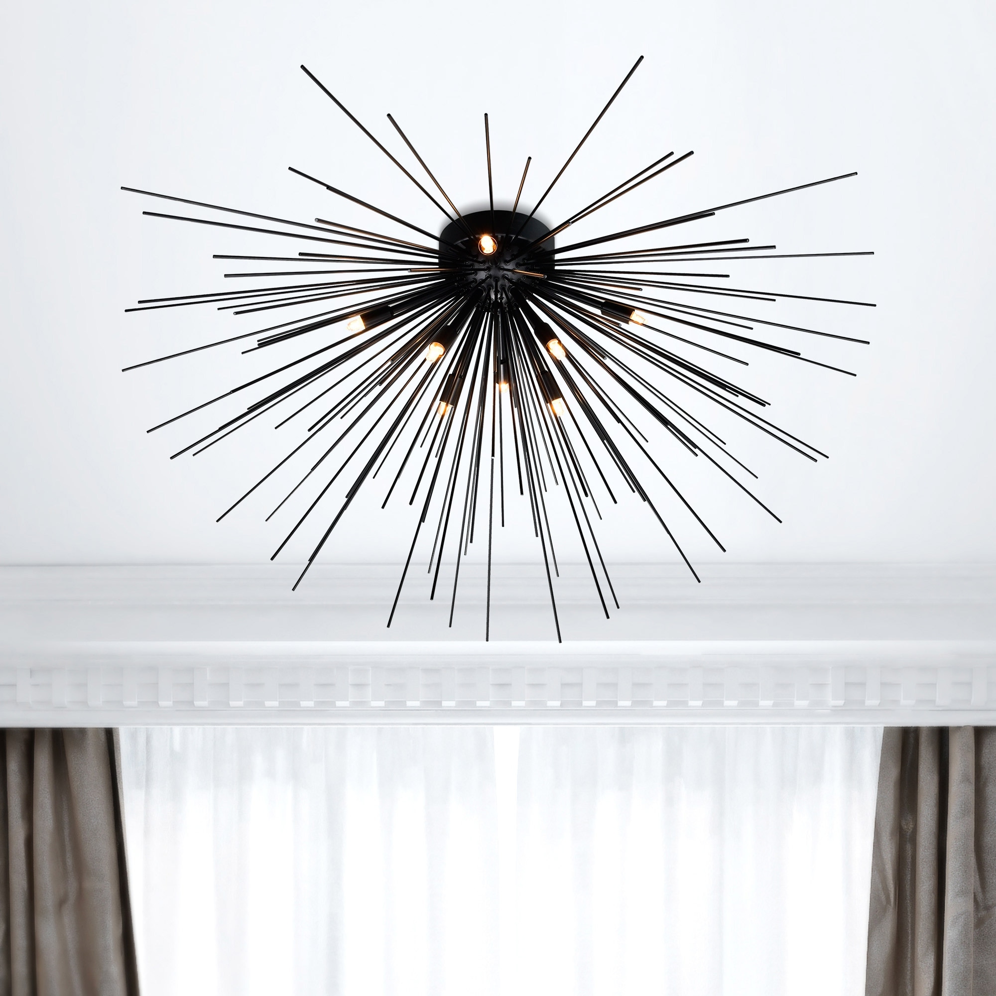 CWI Lighting Savannah 8 Light 40in Black Flush Mount