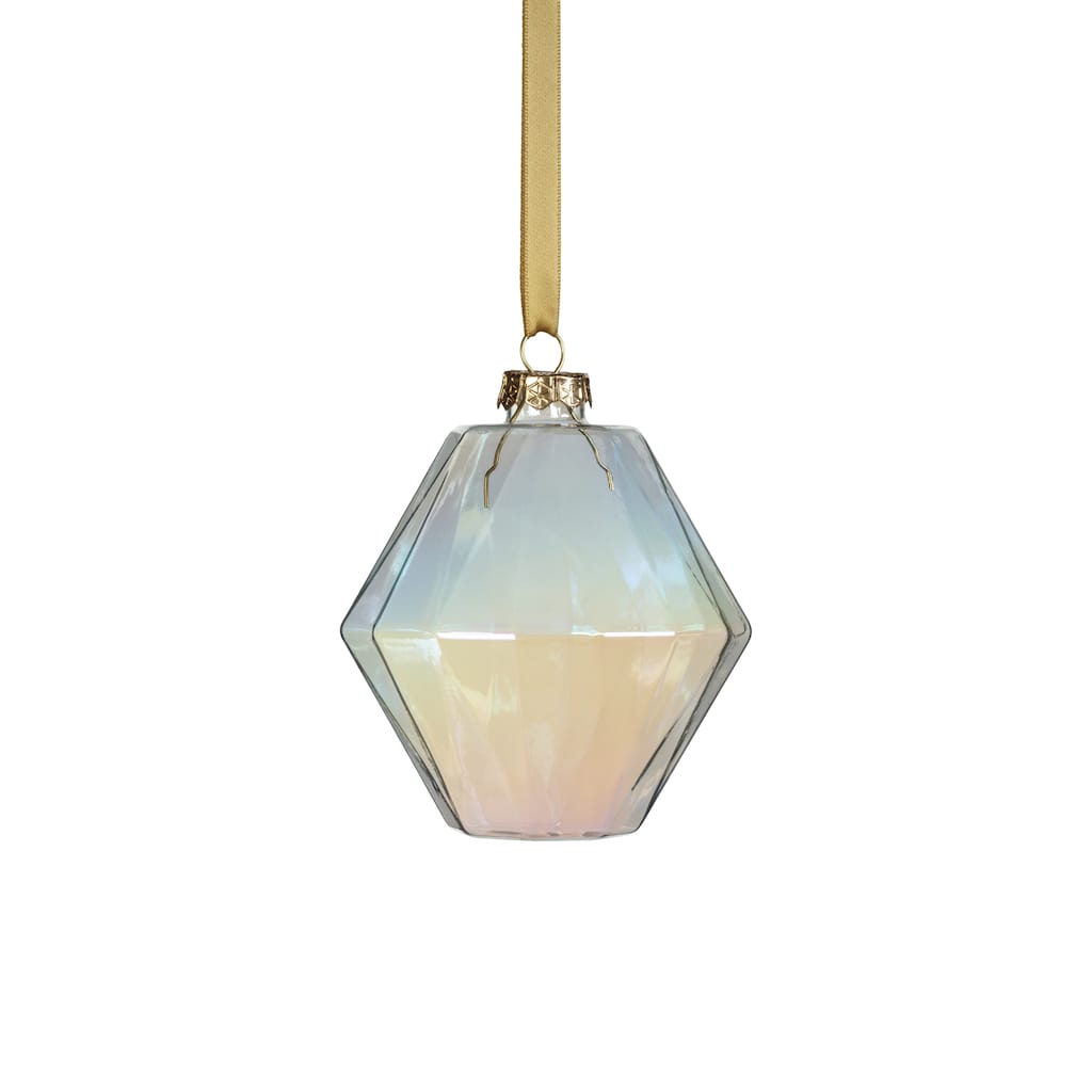 6-Piece Set Clear Luster Faceted Glass Hanging Ornaments, Hexagon