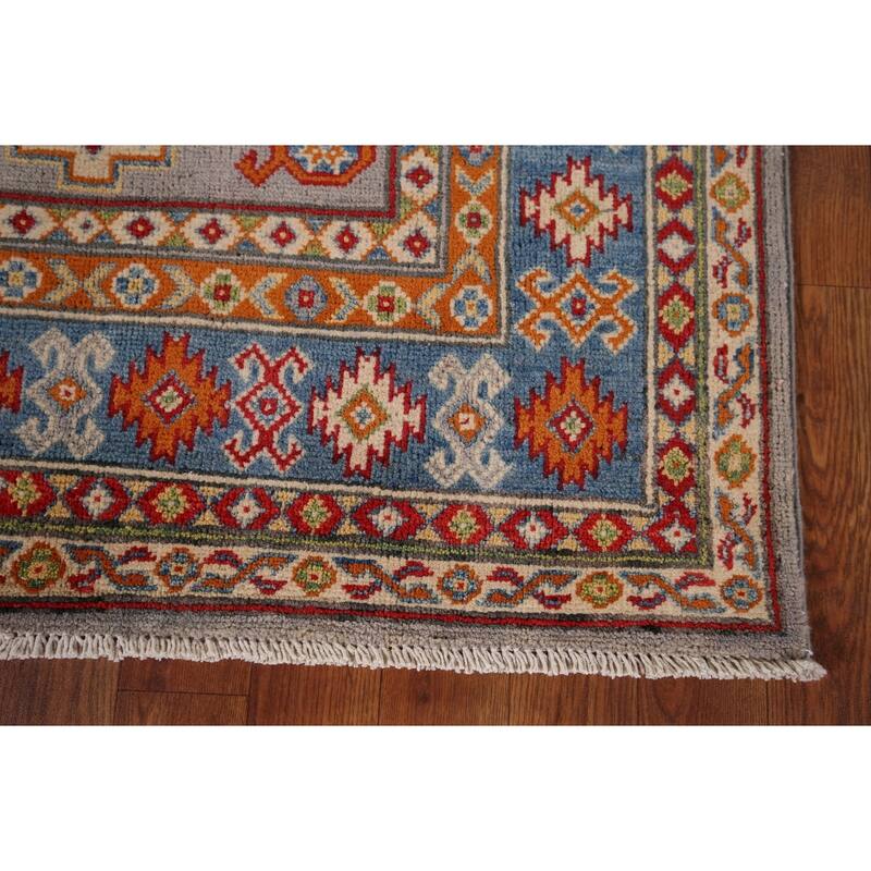Traditional Grey Kazak Foyer Rug Hand-Knotted Wool Carpet - 3'4" x 5'0"