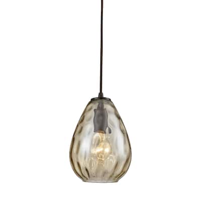 Lagoon 1-Light Mini Pendant in Oil Rubbed Bronze with Champagne-plated Water Glass