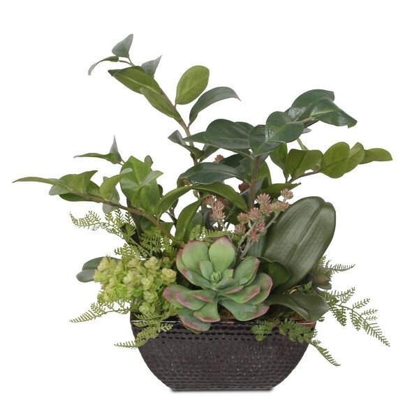 Silk ZZ Plant Artificial Succulent Arrangement in Square