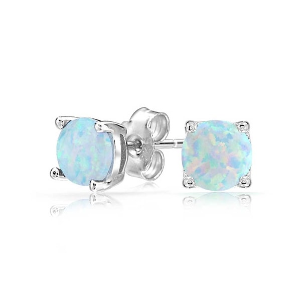 Bling Jewelry Imitation White Opal October Birthstone Stud Bling Jewelry Imitation White Opal October Birthstone Stud Earrings 925 Sterling Silver 6mm
