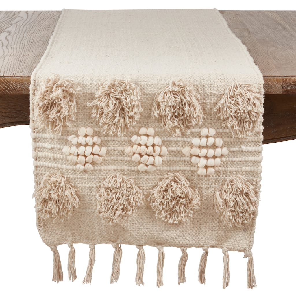 Cotton Runner With Pom Pom Moroccan Design