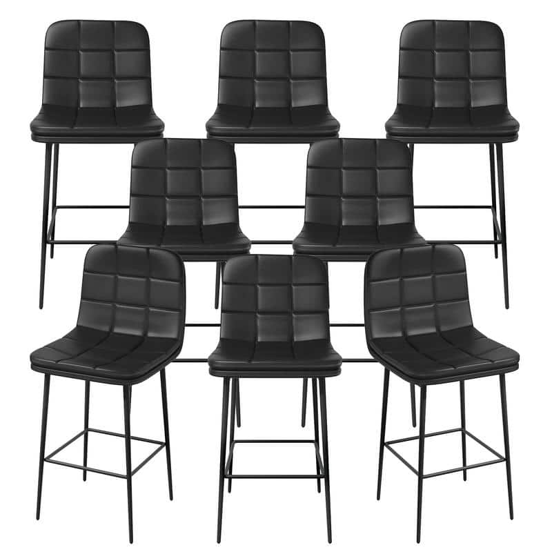 Metal Upholstered Bar Stools (Set of 8) - Black