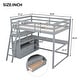 preview thumbnail 5 of 6, Gray Modern Pine Wood Loft Bed with Desk, Shelves, and Two Built-in Drawers