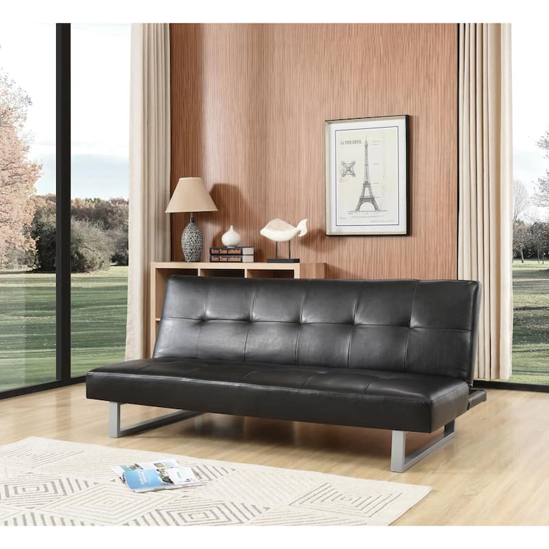 Chroma Faux Leather Sofa Bed - Black