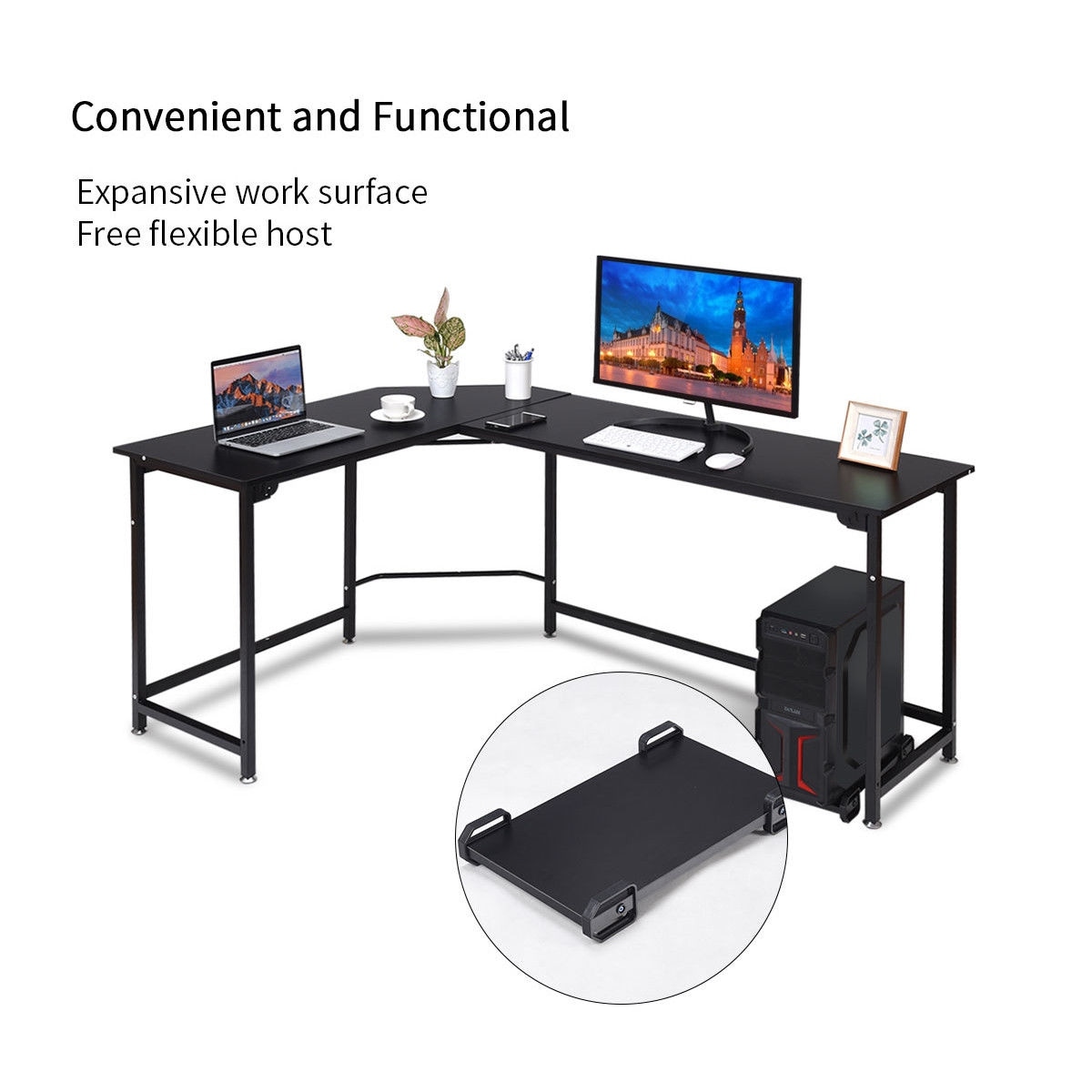Shop Gymax L Shaped Corner Computer Desk Pc Laptop Study Table