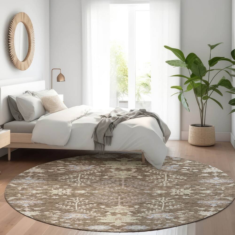 Machine Washable Indoor/ Outdoor Boho Traditional Chantille Rug