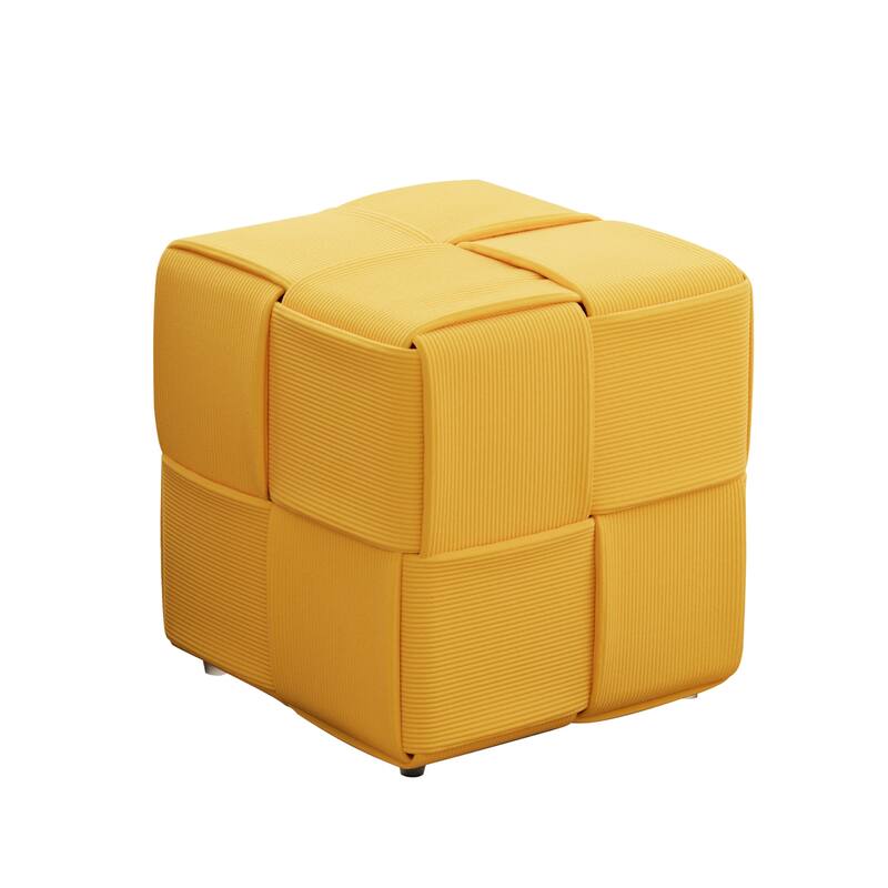 Ottoman Foot Rest Soft and Comfortable Ottoman Square Corduroy Woven Design Sofa Stool - Yellow